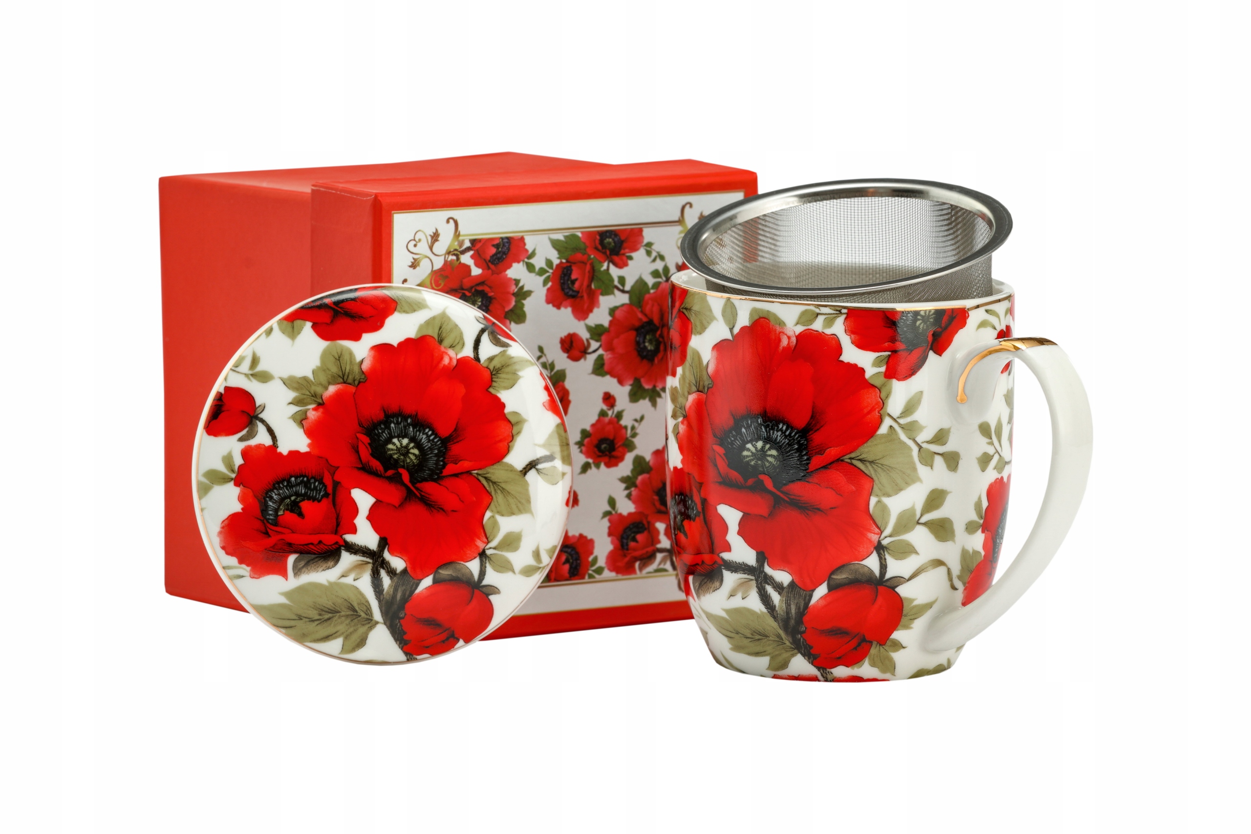 

Piękny Porcelanowy Kubek z Zaparzaczem Kwiaty420ml