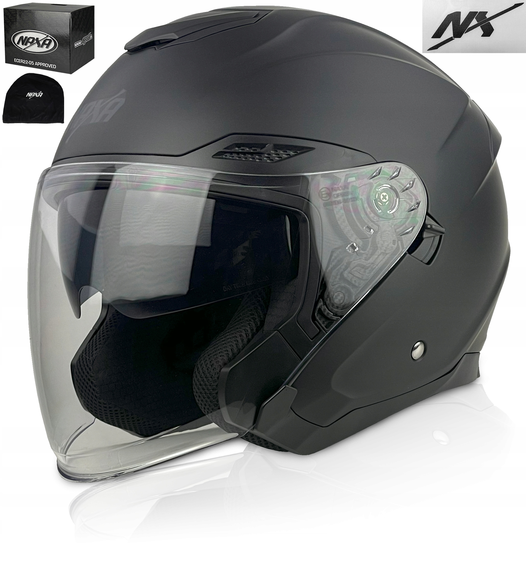 Kask Motocyklowy Otwarty Skuter Cruiser Chopper Naxa S30 r.S Blenda