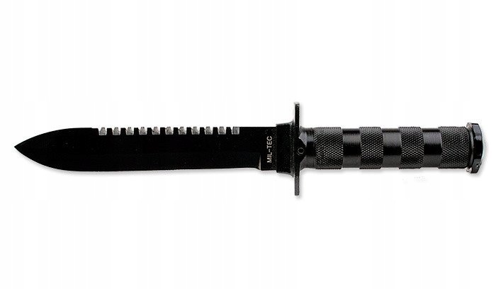 Mil-Tec Nůž Survival 16 cm Spear Point černý s Survivalovým setem a