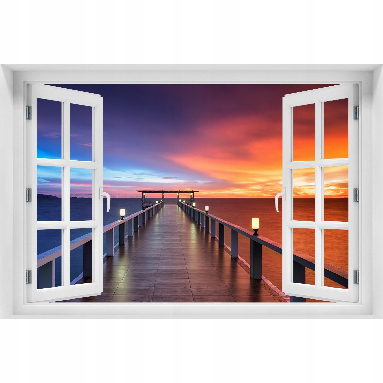 

Naklejka fototapeta 3D Okno Drewniany most 150x100