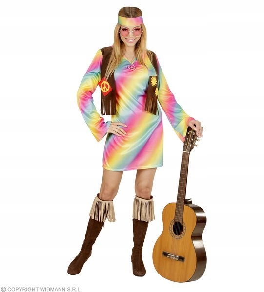 Kostým Hipísácký Hipísačka Duhový Hippie 80. a 90. Léta XL