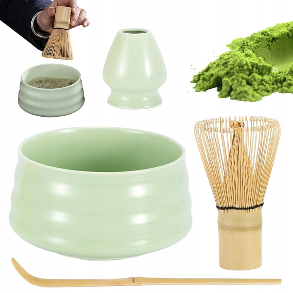 Dárková Sada Na Čaj Matcha Šálek Metlička Podstavec Lžička 4KS