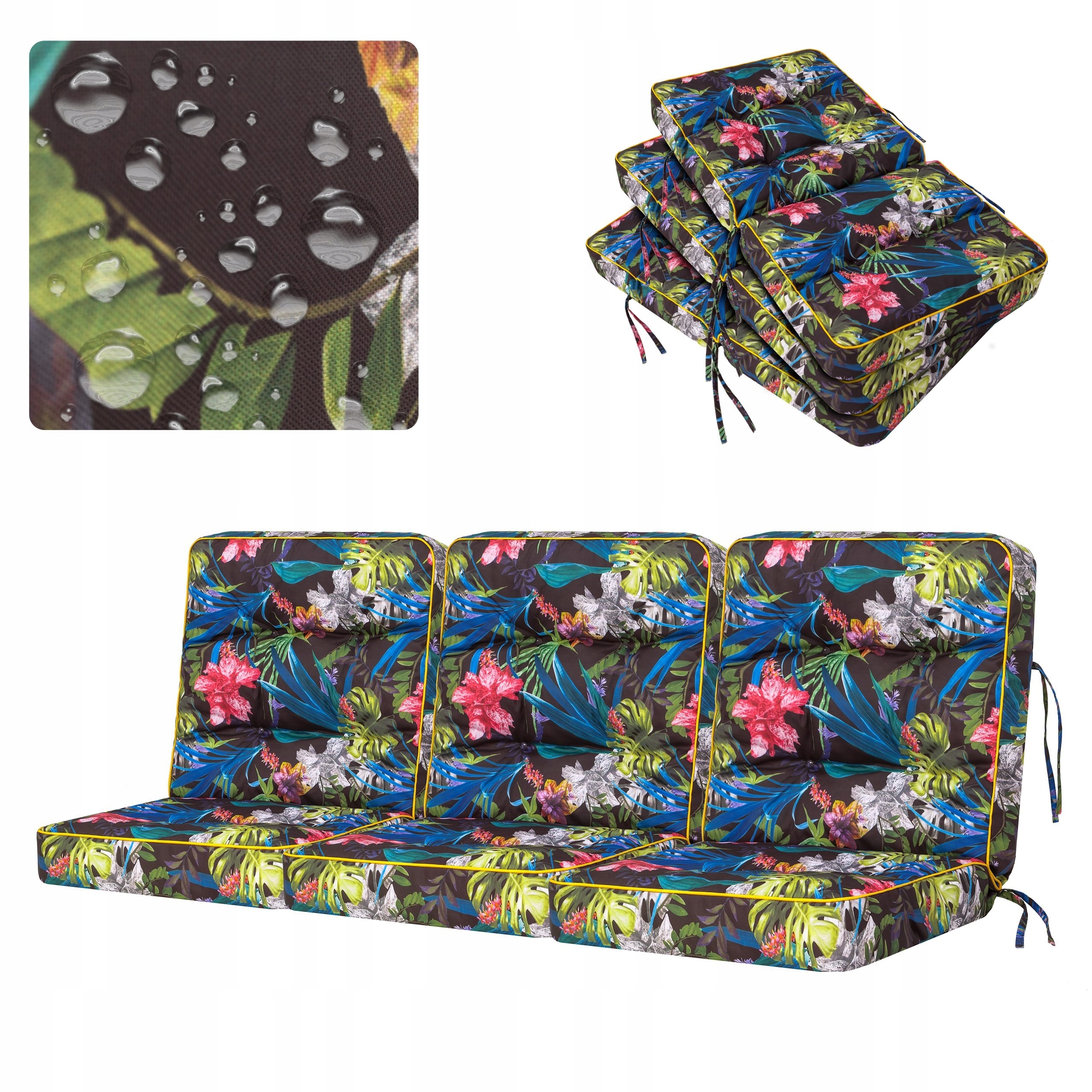 Vankúše na hojdačku, záhradnú lavičku, sada 3 vodotesných vankúšov 150 cm