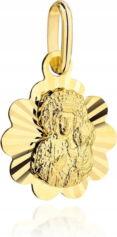 Zlatý medailon 585 Panna Maria Čenstochovská v diamantovém květu