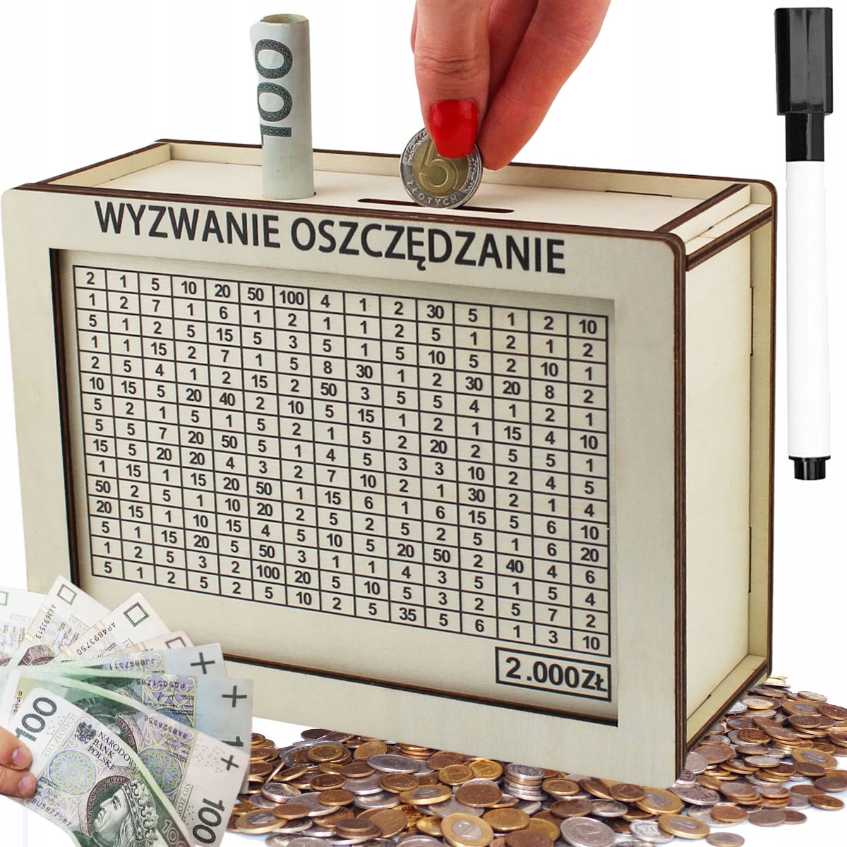 PROMOCJA Skarbonka wykreślana grawer Wykreślania każda kwota 500 5000 1000
