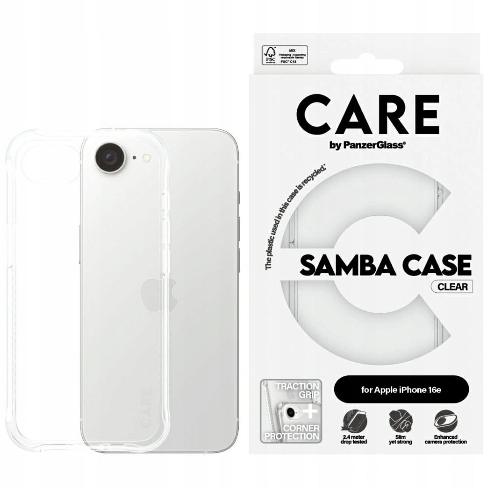 Pouzdro Care od PanzerGlass Fashion pro Apple iPhone 16e, průhledný