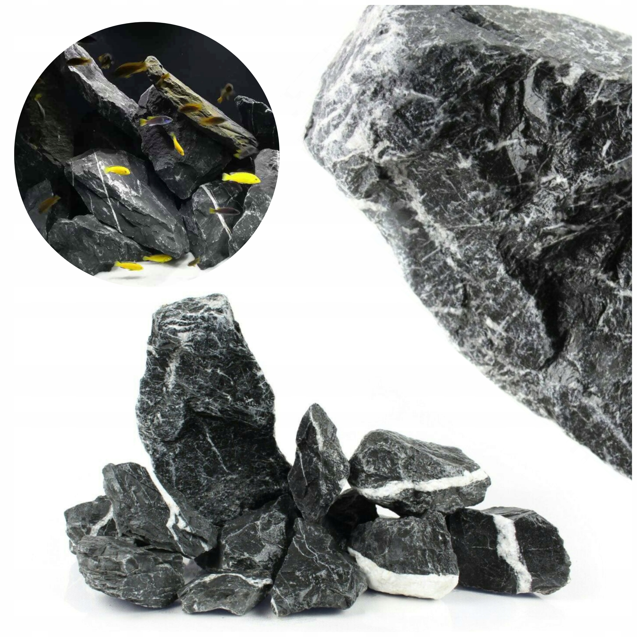 10 kg Dark Rock Sada kamenů Skála do akvária