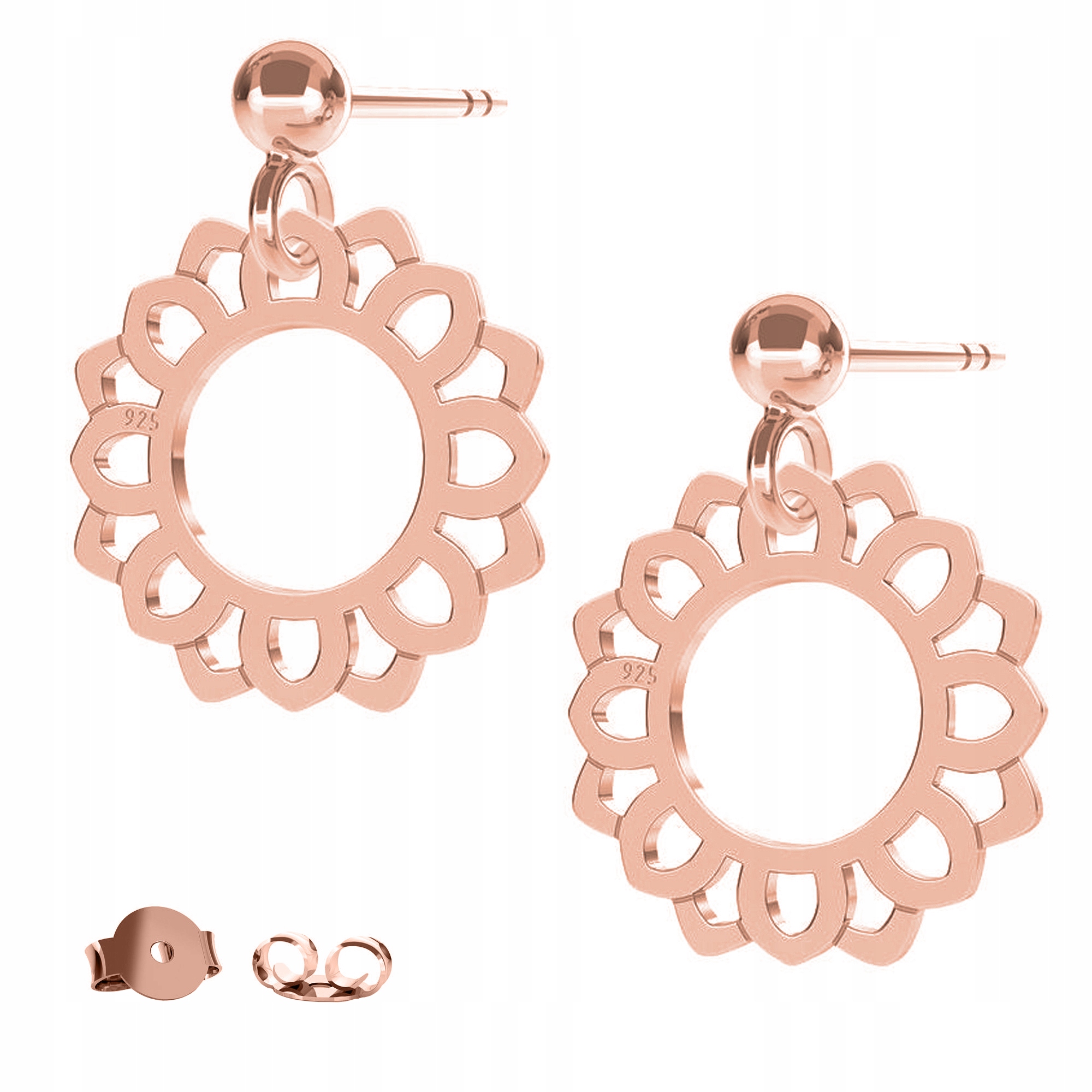 Náušnice Růžice Květ růžové zlato