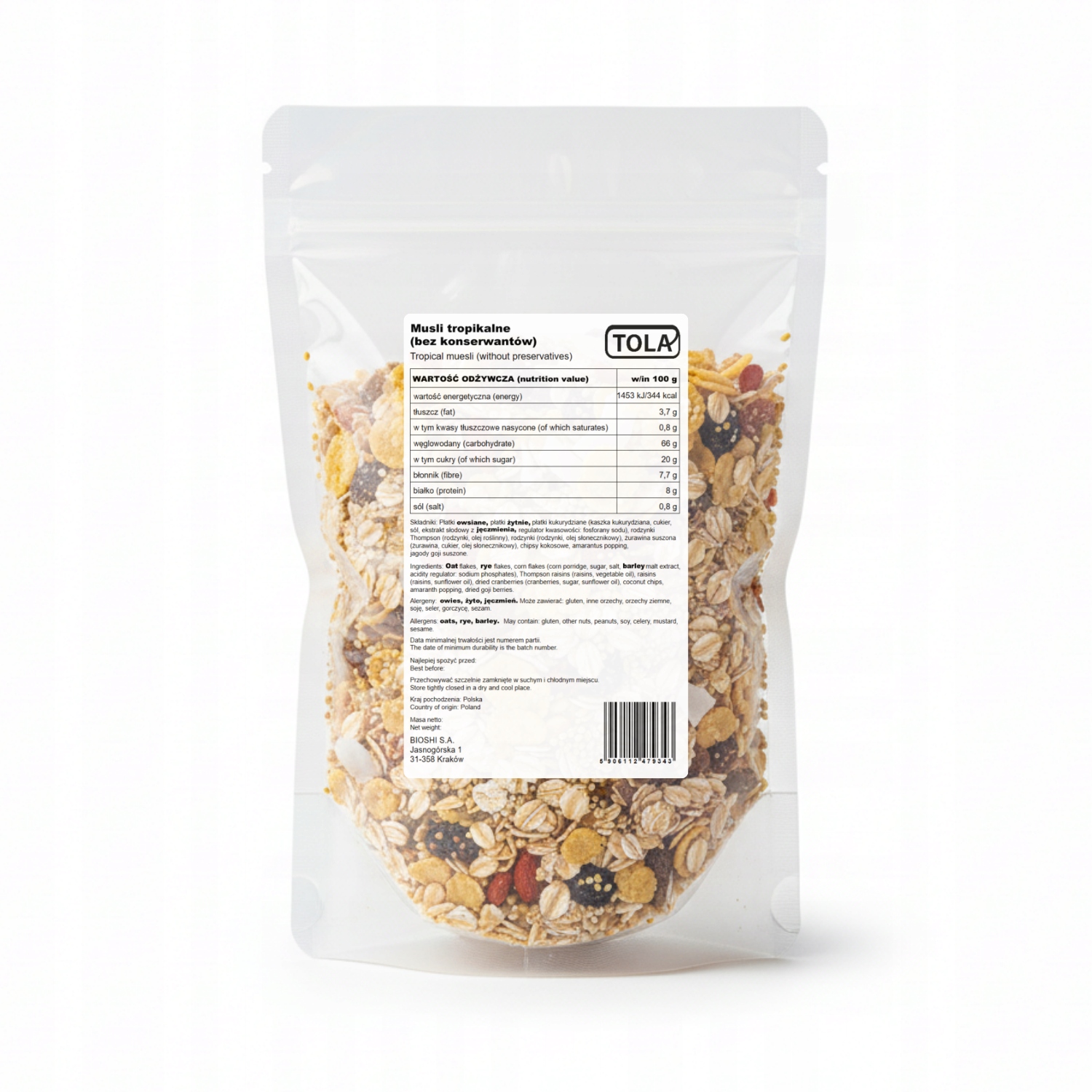 Levně Tropické müsli (bez konzervantů) 10 kg – vysoká kvalita Tola