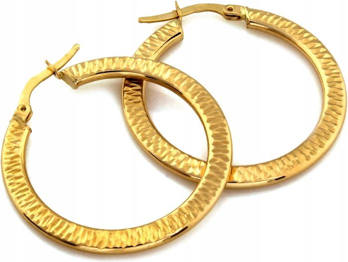 Zlaté náušnice 585, závěsná kolečka o průměru 33 mm pro módní ženu, kolečka