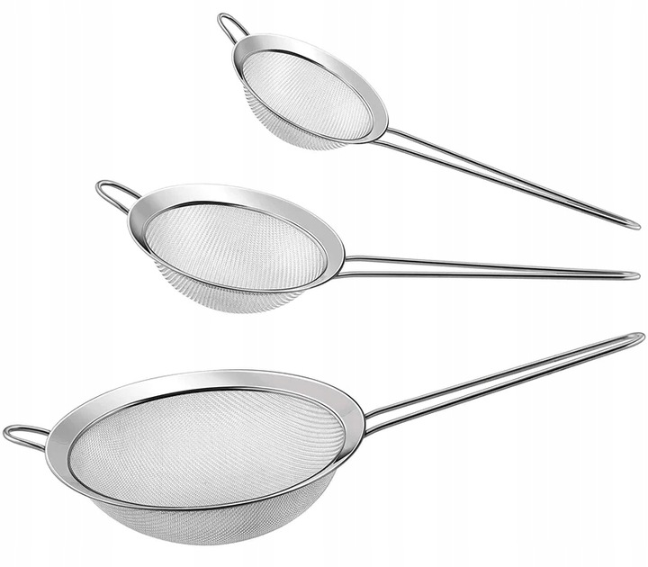 Ocelové Kuchyňské Sítko Cedník Prosévač Protírač Sada 3ks #93
