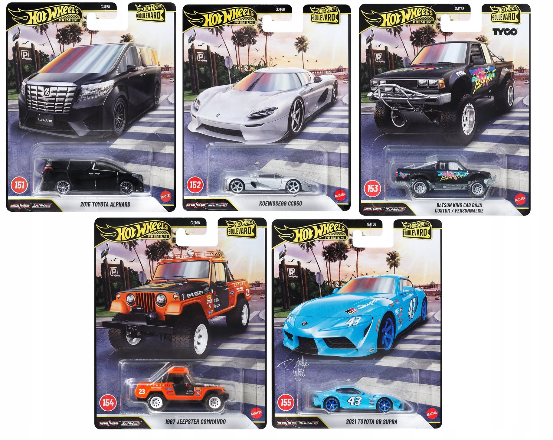Hot Wheels Premium Boulevard komplet 5 autek #151-155 GJT68