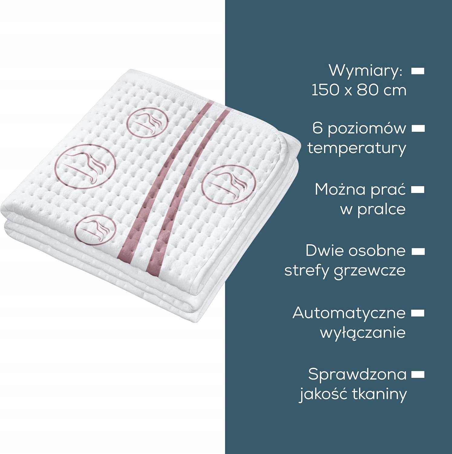 Elektrická podložka na postel, 2 teplotní zóny, Beurer Ub 90 80x150