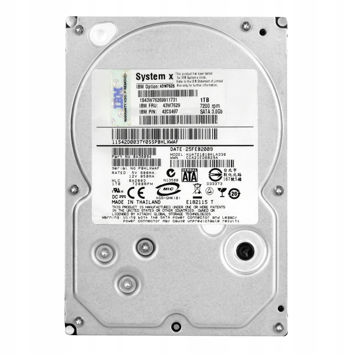 Ibm 43W7629 42C0497 1TB 7.2K 32MB Sata II 3.5'' HUA7211010KLA330