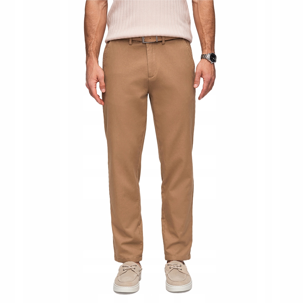 Pánské chino kalhoty Slim Fit s jemnou texturou, hnědé OM-PACP-0294 XL