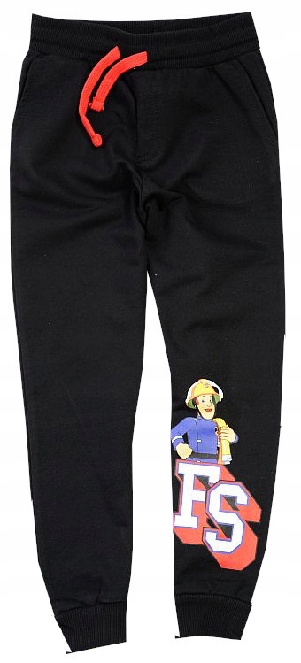 STRAŻAK SAM SPODNIE DRESOWE DRESY CHŁOPIĘCE CZARNE BAWEŁNIANE 98 R045T