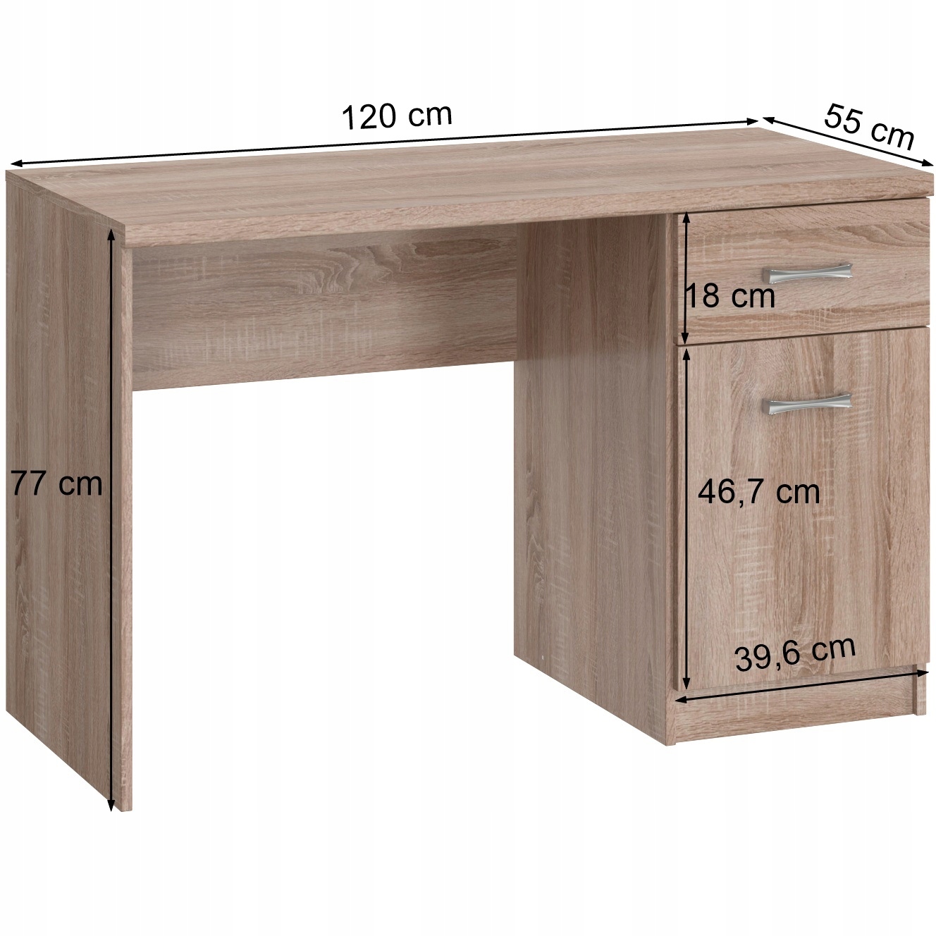 BIURKO KOMPUTEROWE SOFIA 1D Z SZUFLADĄ 120 X 80 X 55 CM DĄB SONOMA MAT Kod producenta BIU-SOFIA-MAF-SONOM-1D1S