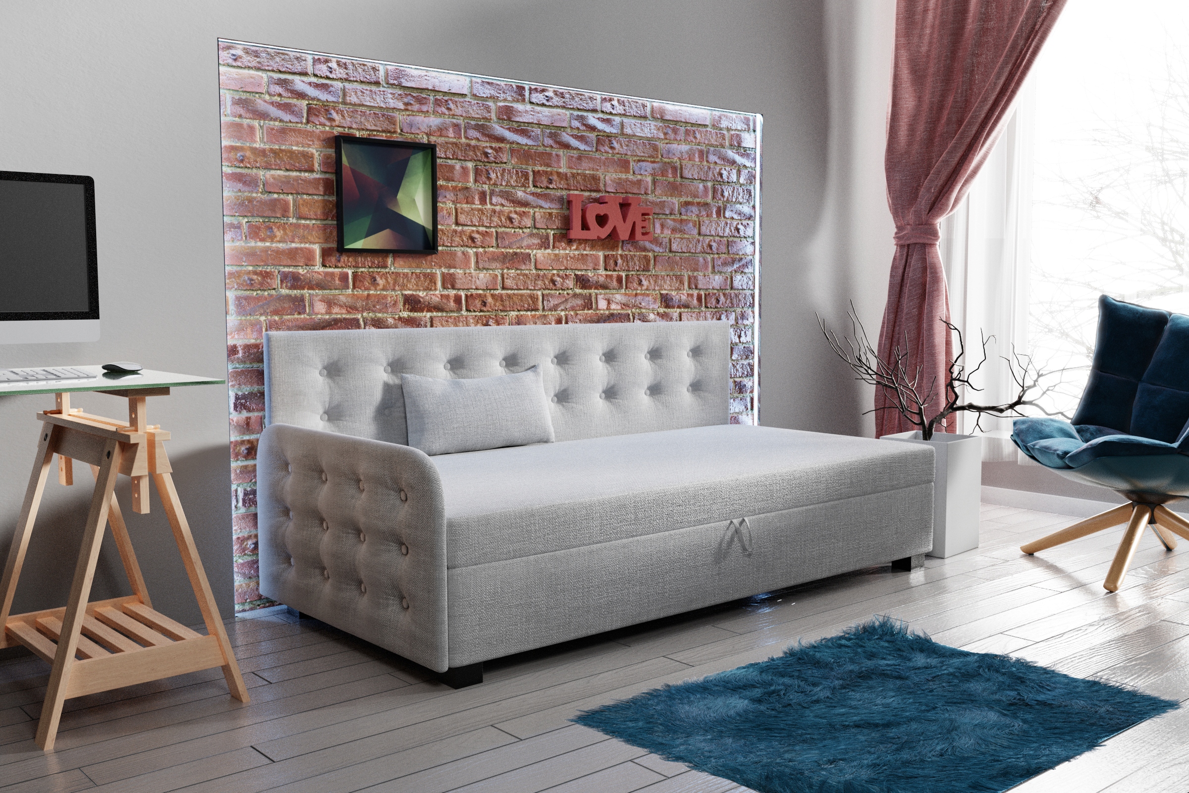 

Tapczan jednoosobowy Łóżko młodzieżowe 120cm Bella