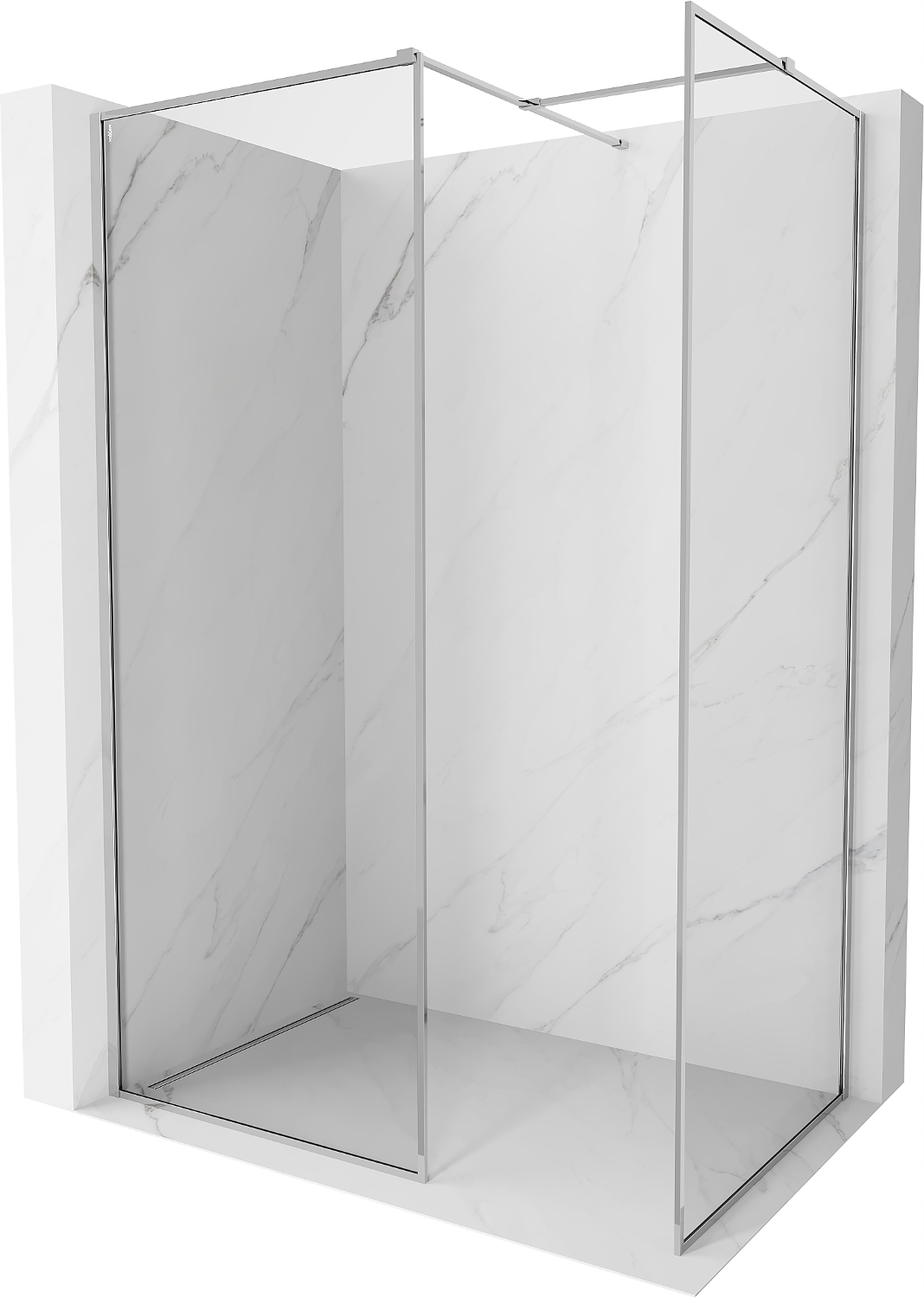 Mexen Kioto-F sprchová stěna Walk-in s rámem 80x80 cm, čiré sklo, chrom