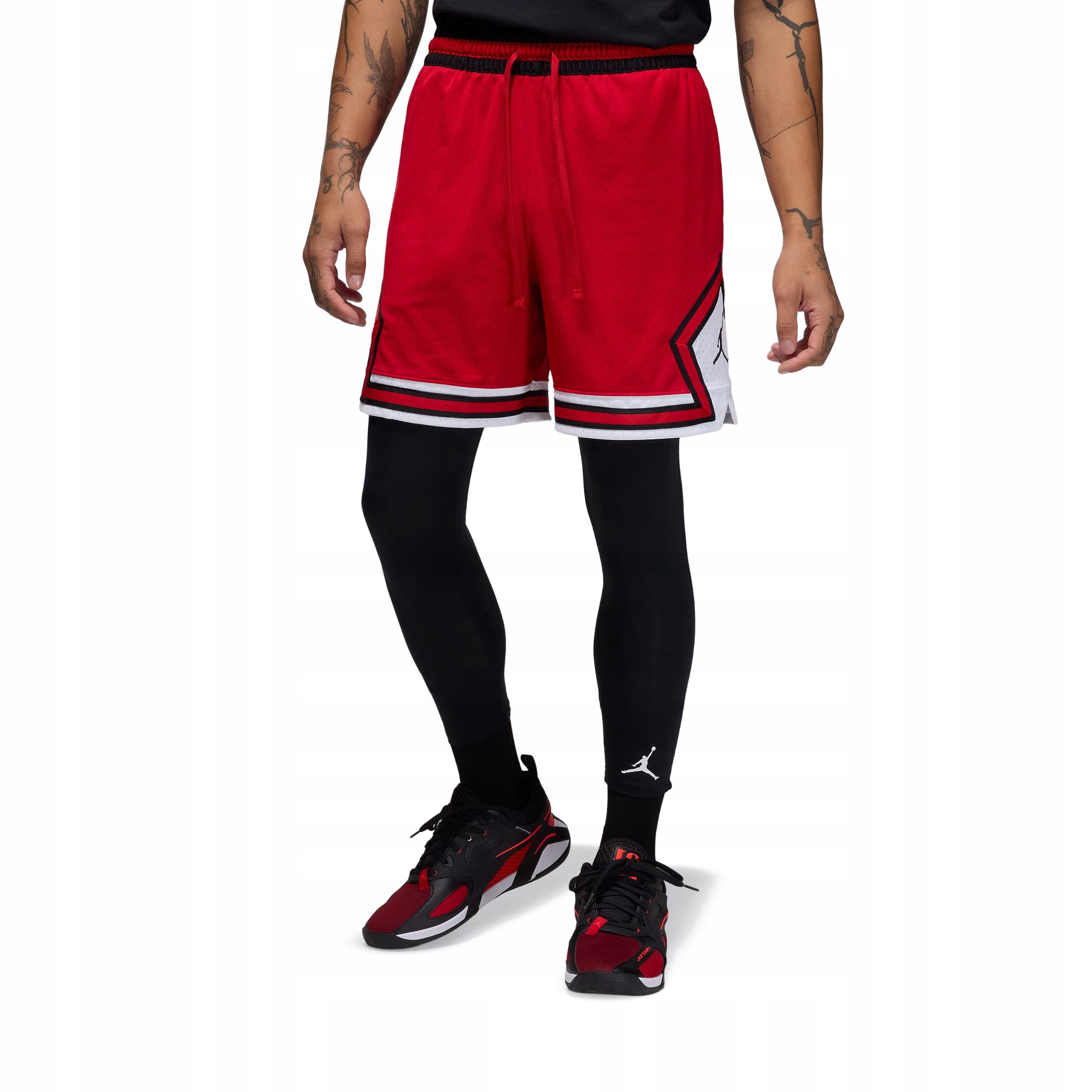 Kraťasy basketbalové kraťasy Jordan Mesh Diamond 4" gym red/white/black
