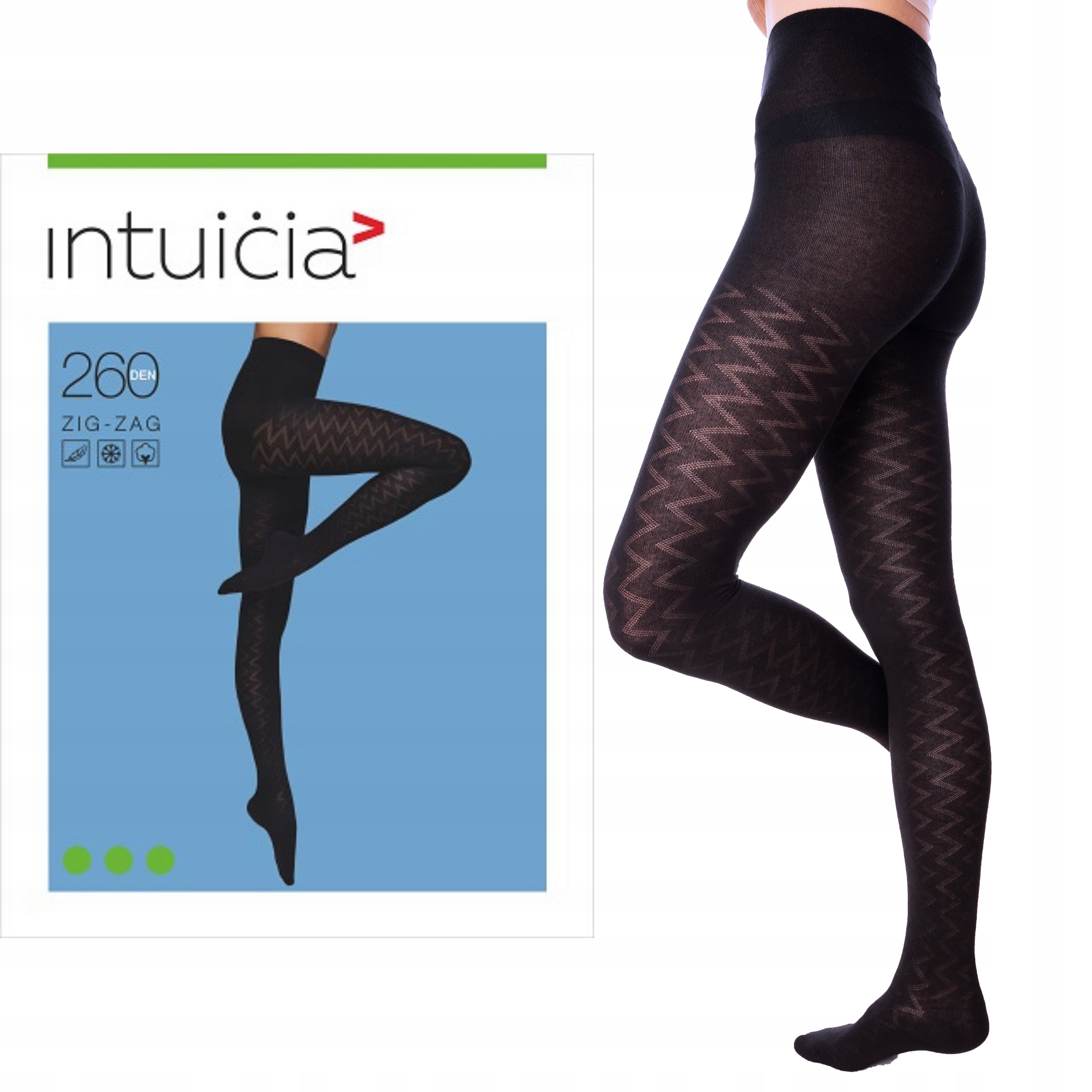 

Grube rajstopy we wzory ZigZag 260 Den Intuicia 4