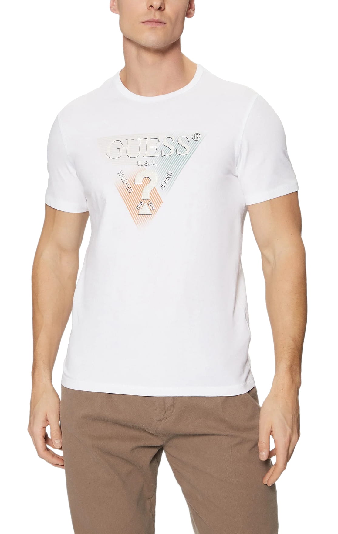 Pánské Tričko Guess Bavlněné Tričko S Krátkým Rukávem, Bílá, Velikost XL