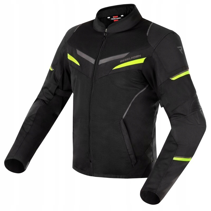 Textilná Motocyklová Bunda Rebelhorn Flux Black Fluo Yellow S