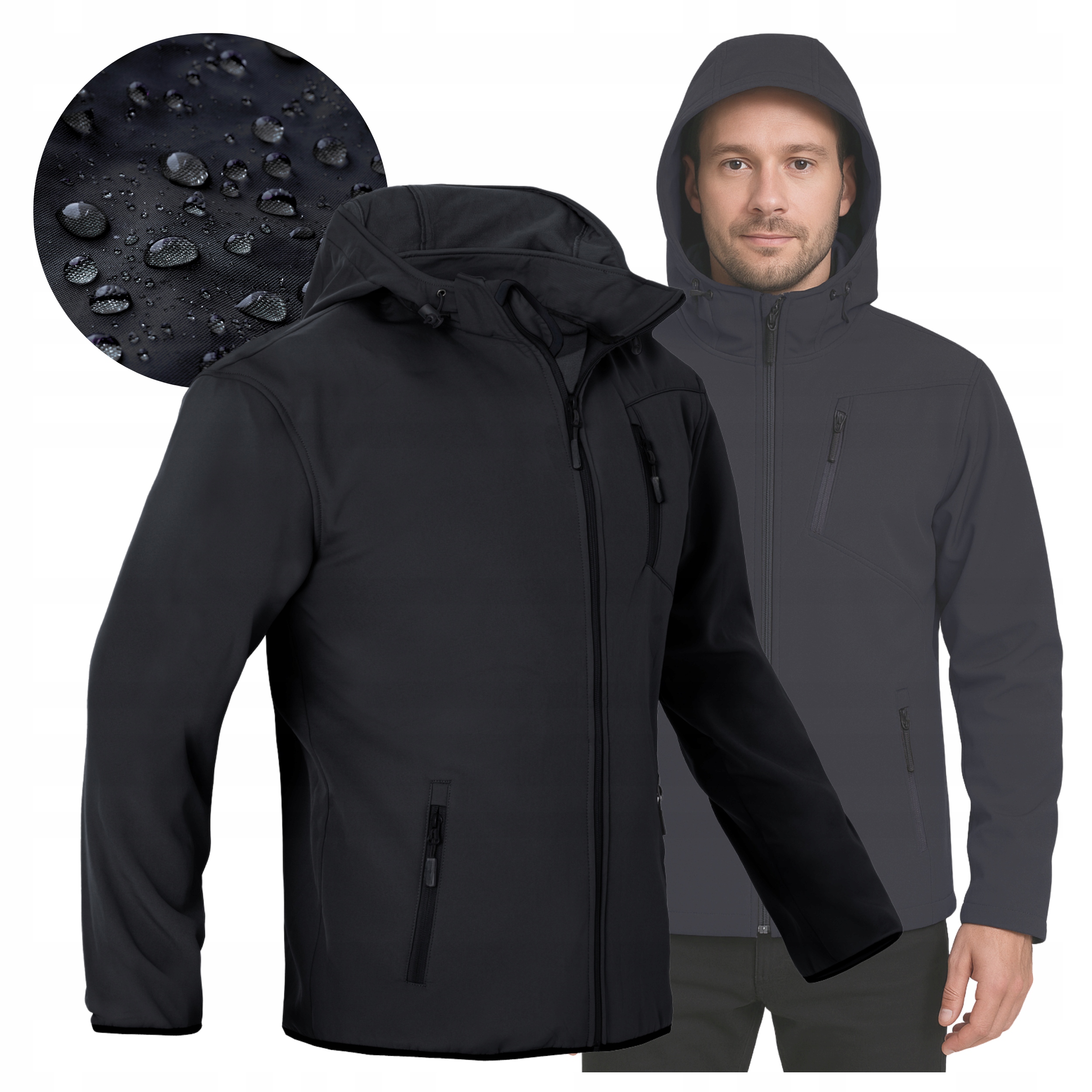 Pánská podzimní přechodová bunda Softshell větrovka Voděodolná Kapuce