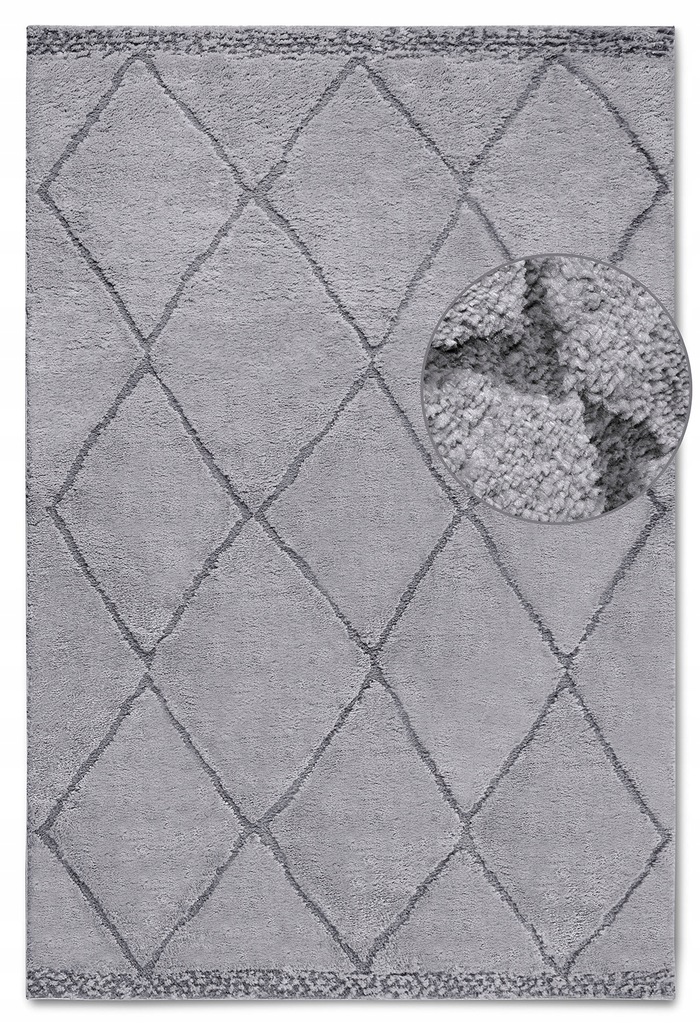 Plyšový koberec do obývačky 200x280 cm, šedý, moderný boho vzor