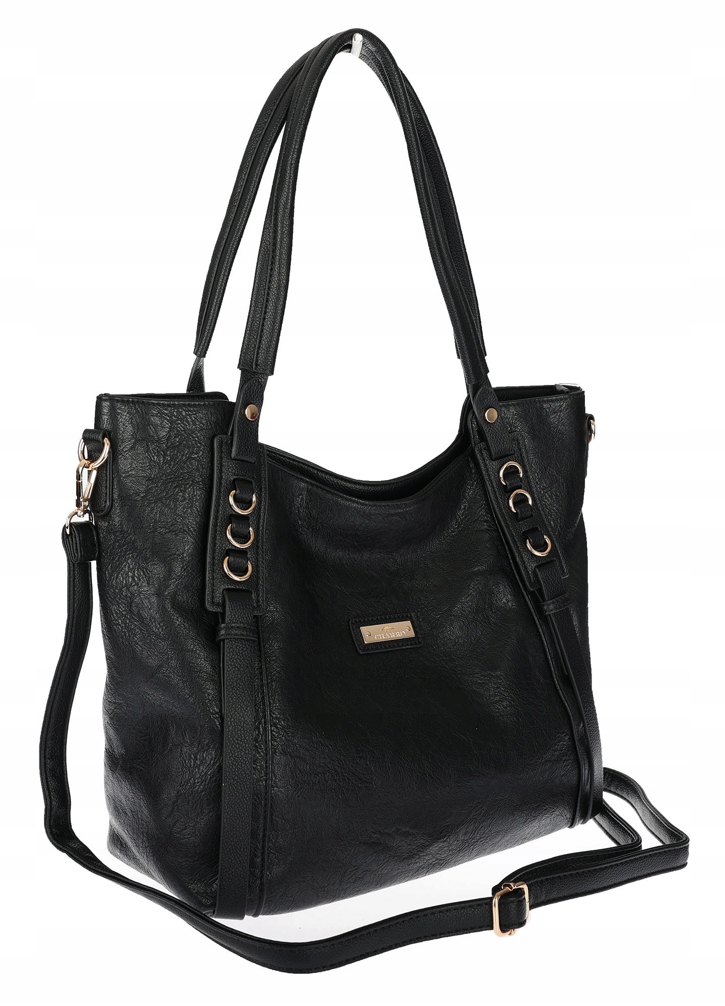 Dámská shopper kabelka prostorná elegantní taška přes rameno CH914 Černá