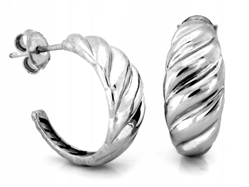 Náušnice dámské stříbrné 925 široké, typ kruhy, na puzetě, hladké
