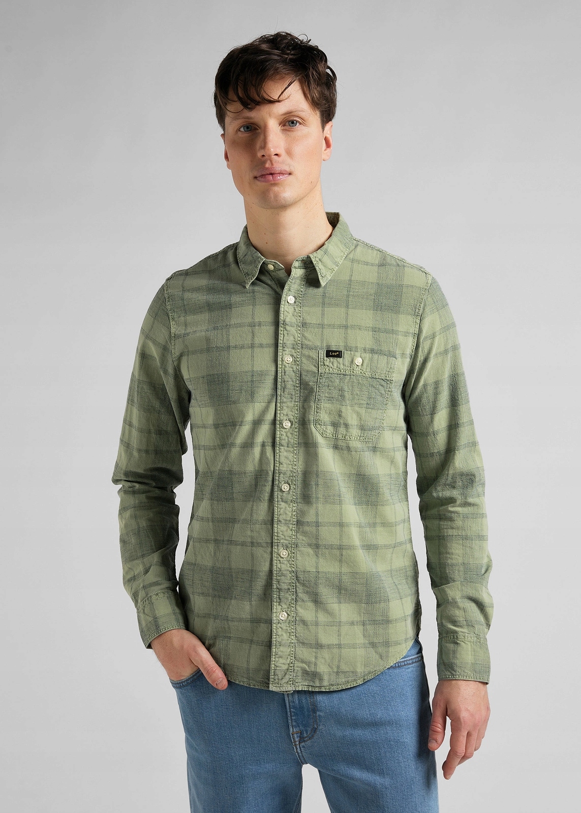 Pánská košile Lee Leesure Shirt Brindle Green L66NONUA S