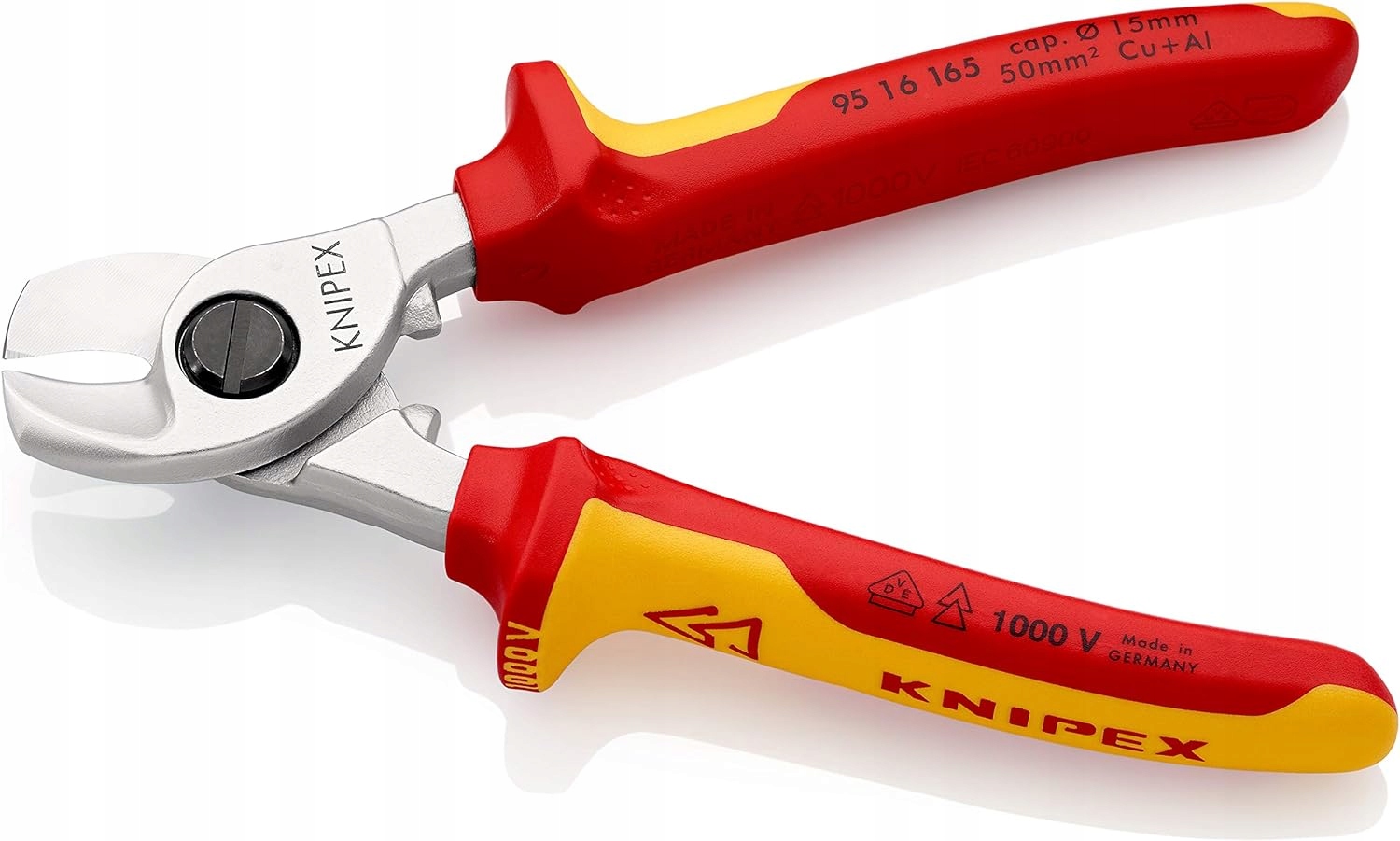 Nożyce do kabli z wielokomponentowymi nasadkami, izolowane wg Vde 165 mm