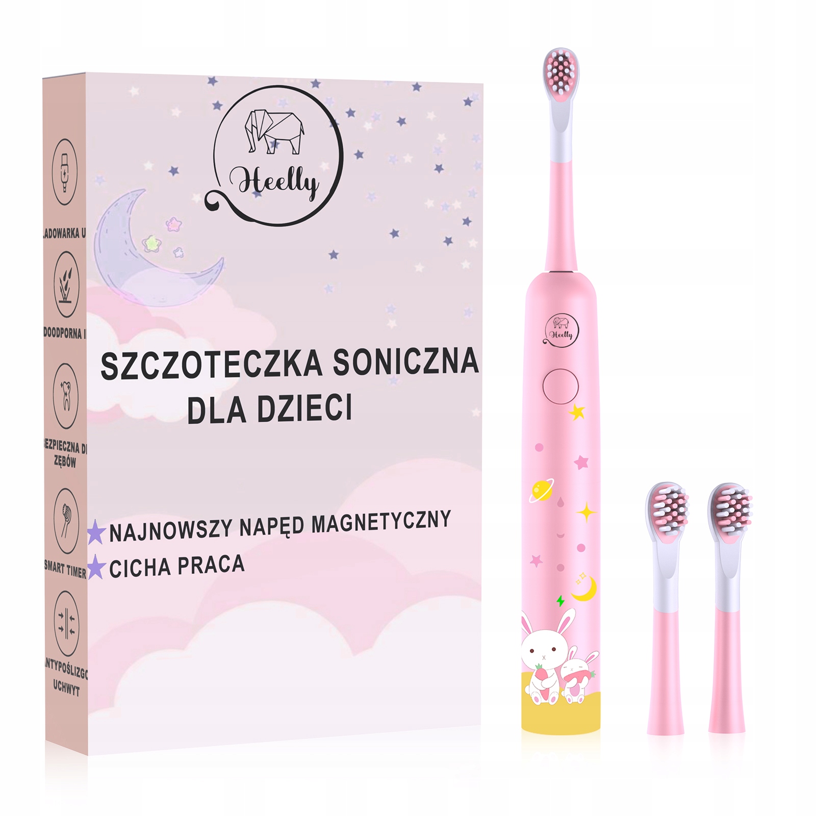 Elektryczna Szczoteczka Do Mycia Zębów Soniczna Różowa 2 Końcówki 4 Tryby