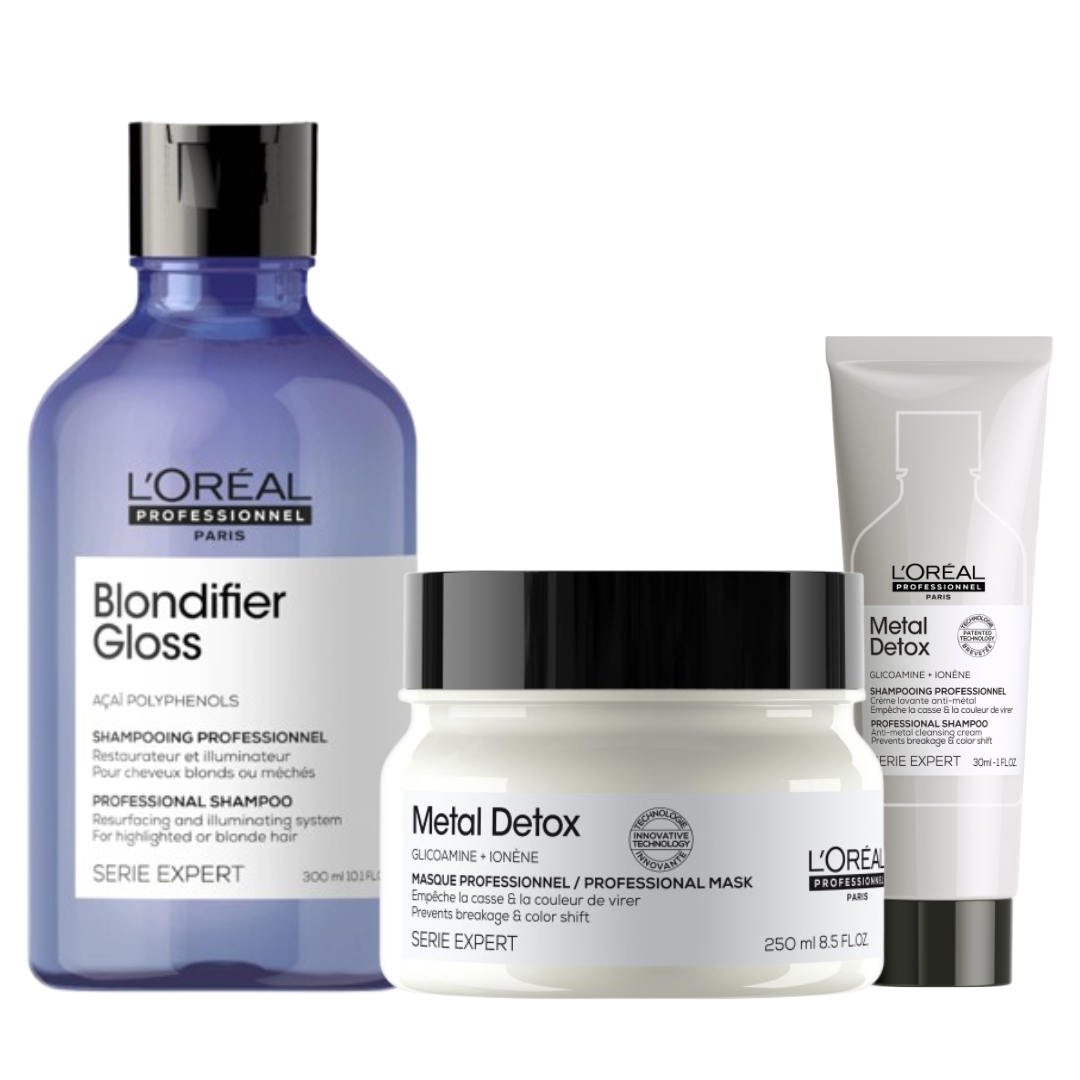 Loreal Blondifier szampon do włosów blond, Metal Detox neutralizująca maska