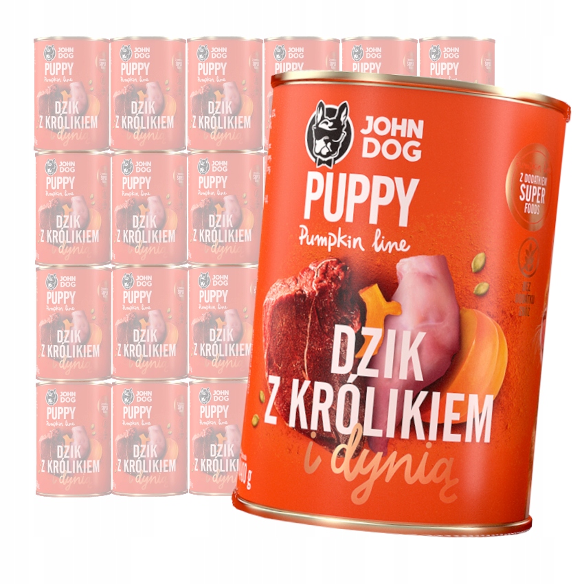 Levně John Dog Puppy Divoký Králík Dýně Krmivo Psa 24x400g