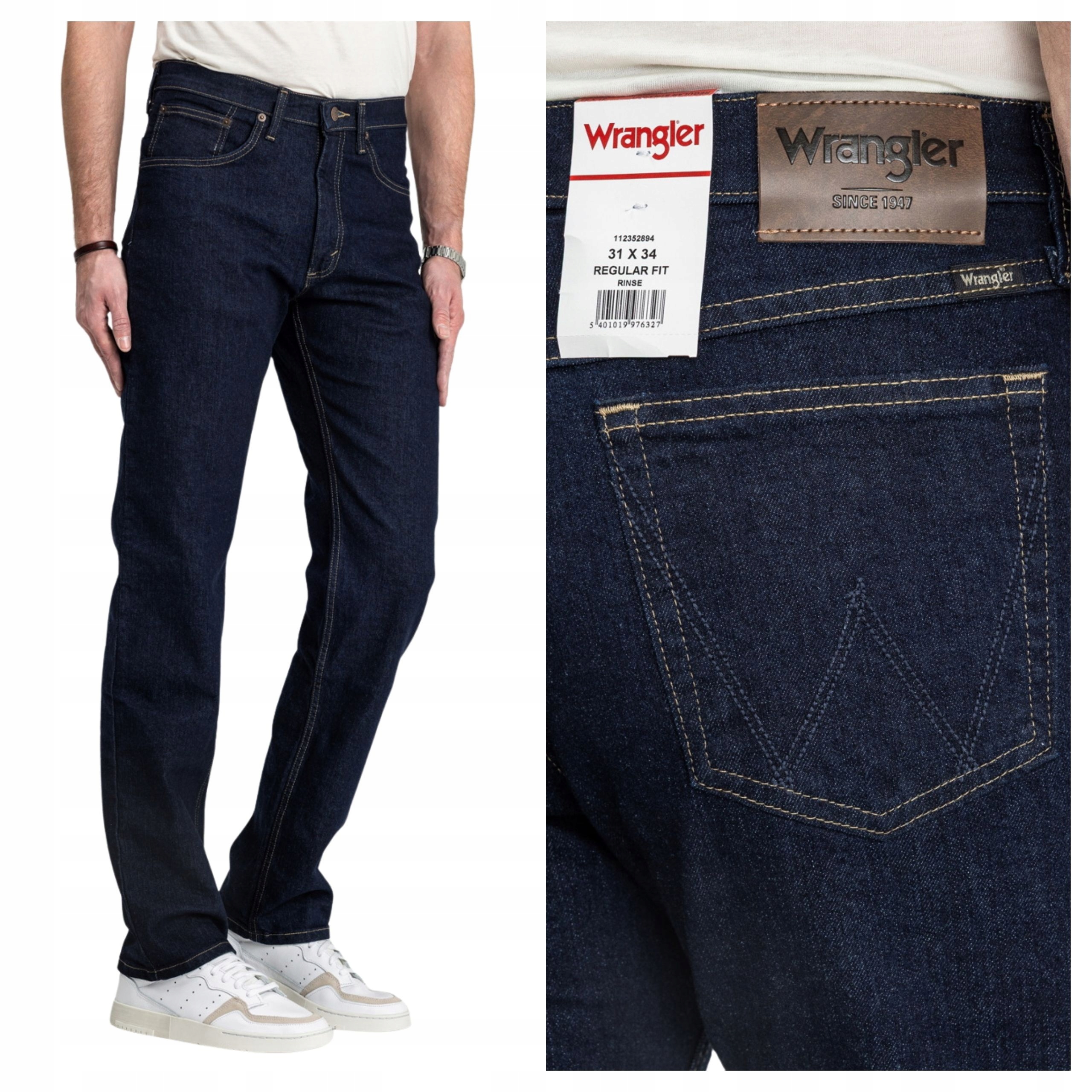 Pánské džínové kalhoty Wrangler Regular Fit Modré Jednoduché Džíny W34 L32