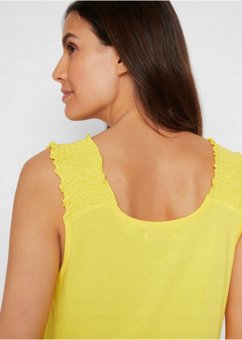 38 Bonprix S30 ŻÓŁTY TOP NA RAMIĄCZKACH Wzór dominujący bez wzoru