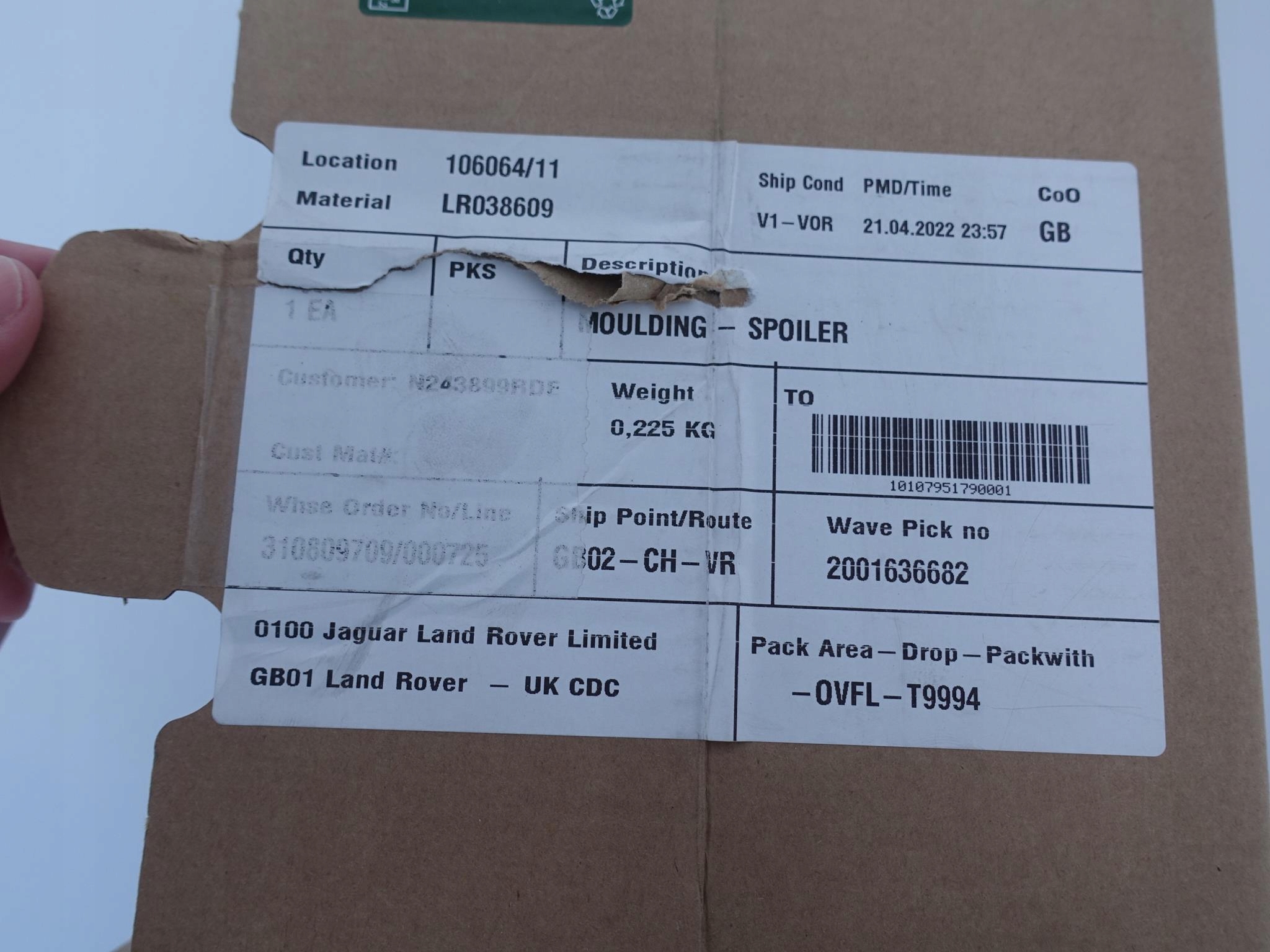 RANGE ROVER VOGUE L405 13-20 SPOILER moulding left