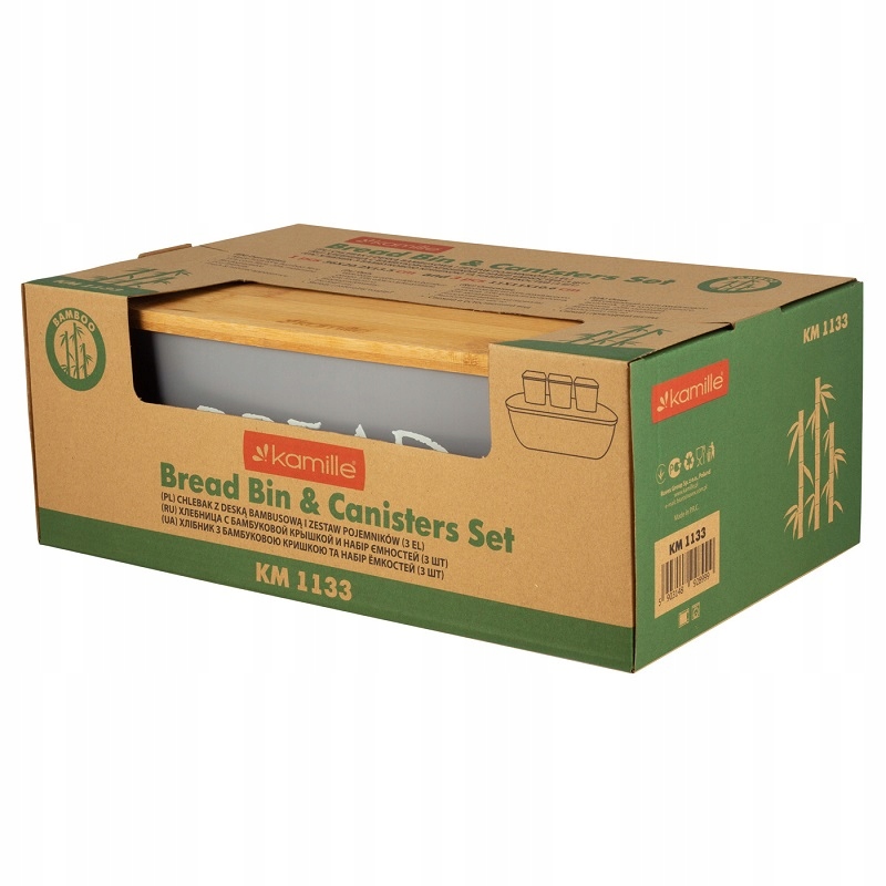 CHLEBAK POJEMNIK NA CHLEB PIECZYWO + 3 POJEMNIKI KUCHENNE ZESTAW KAMILLE Stan opakowania oryginalne