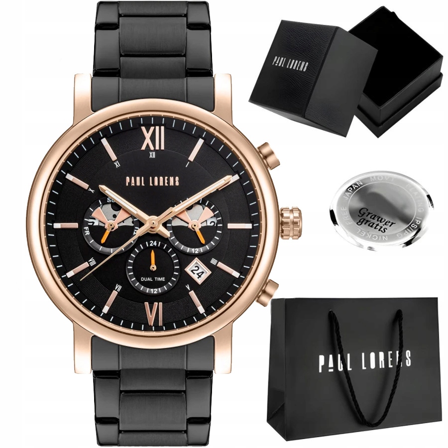 Pánské hodinky Paul Lorens Modero ocelový náramek Datumovka Denní Čas