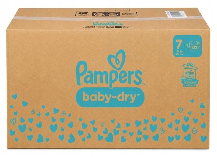 Pampers Baby-dry Pieluchy Jednorazowe Rozmiar 7 15+ Kg 132 Szt