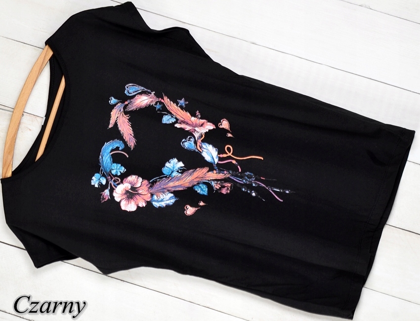 T-SHIRT KOSZULKA POD SWETER SERCE KWIATY L/xl T86 Rozmiar M/L