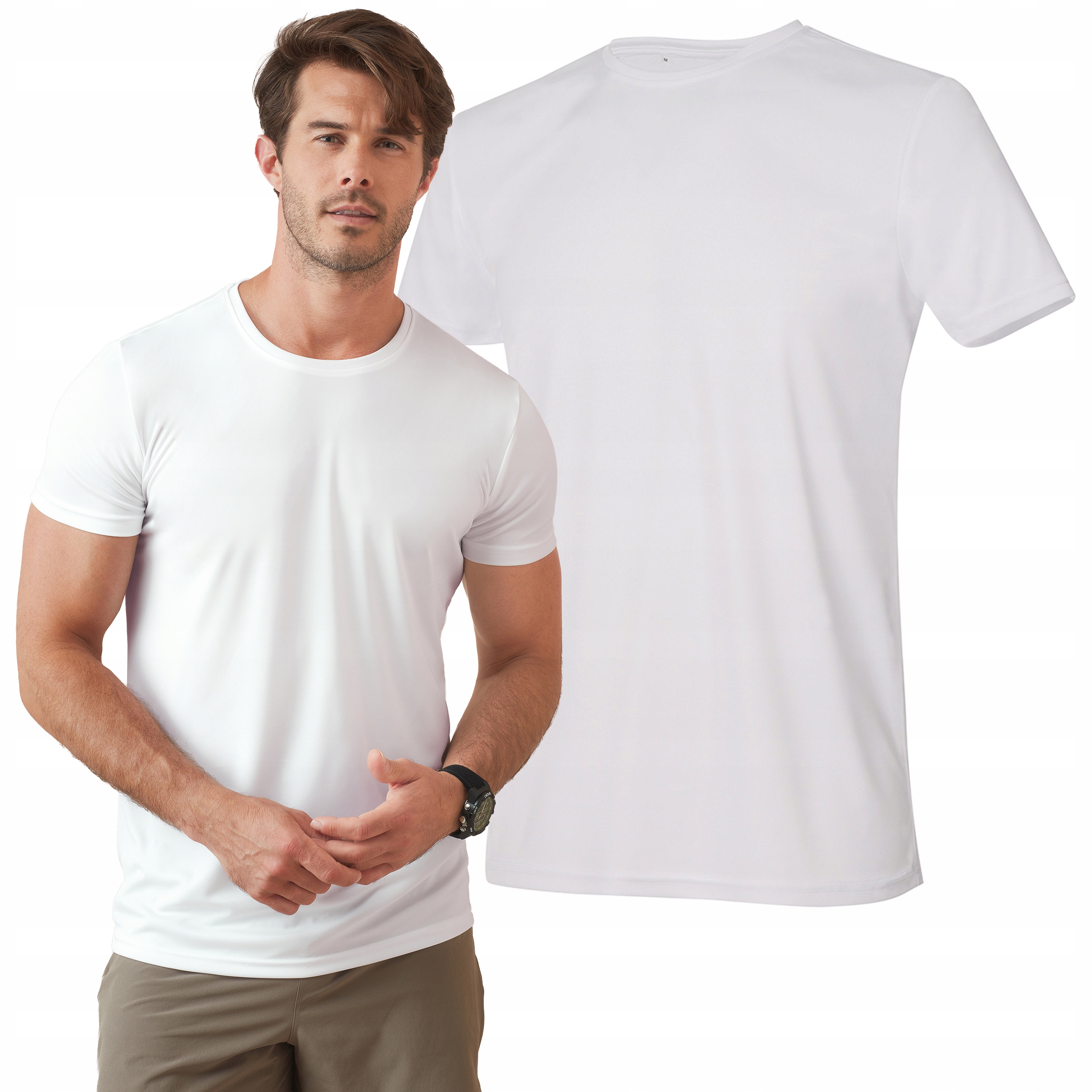 Koszulka sportowa t-shirt Duży Rozmiar siłownia oddychająca biała 5XL
