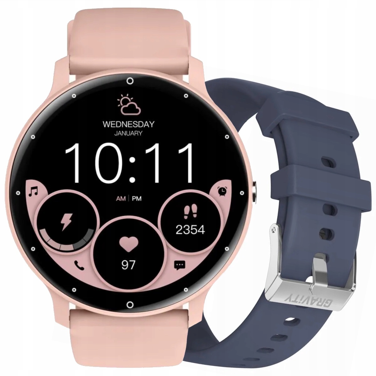 Gravity GT1-7 Pro růžovo-granátové chytré hodinky s měřením tlaku