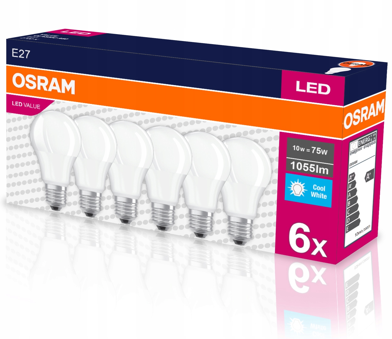 

6x Żarówka Led A60 E27 10W 75W 4000K Nw Osram