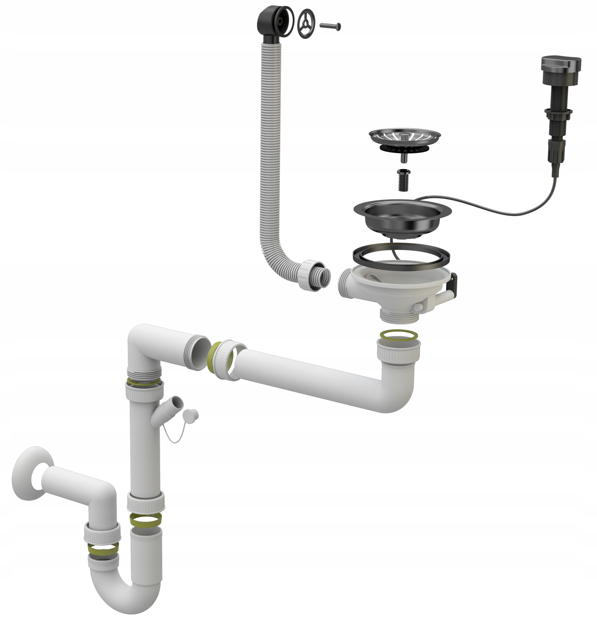 Čierny Automatický Nástenný Sifón 1KOM Do Umývadla