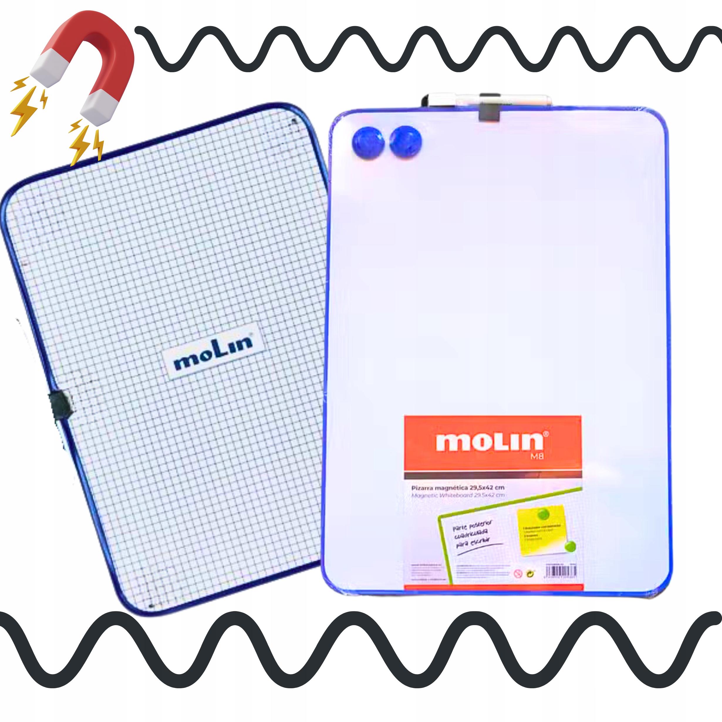 TABLICA SUCHOŚCIERALNA A3 dwustronna + MARKER z gąbką