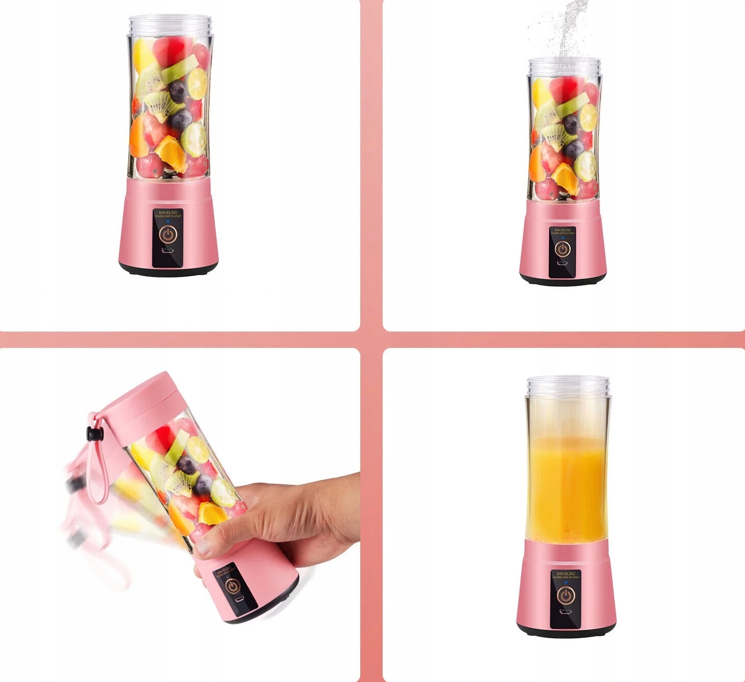 BLENDER PRZENOŚNY SHAKER MIKSER TURYSTYCZNY USB 380ml BEZPRZEWODOWY Moc 25 W