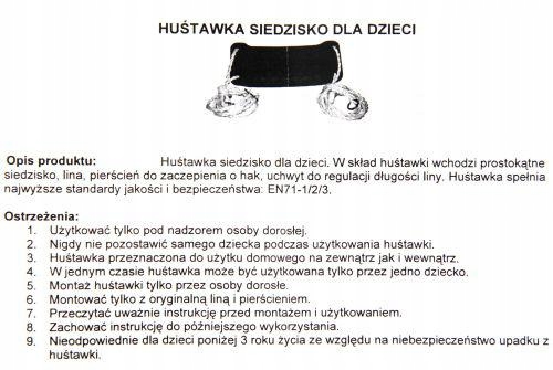 HUŚTAWKA OGRODOWA DLA DZIECI PATIO Rodzaj siedzisko